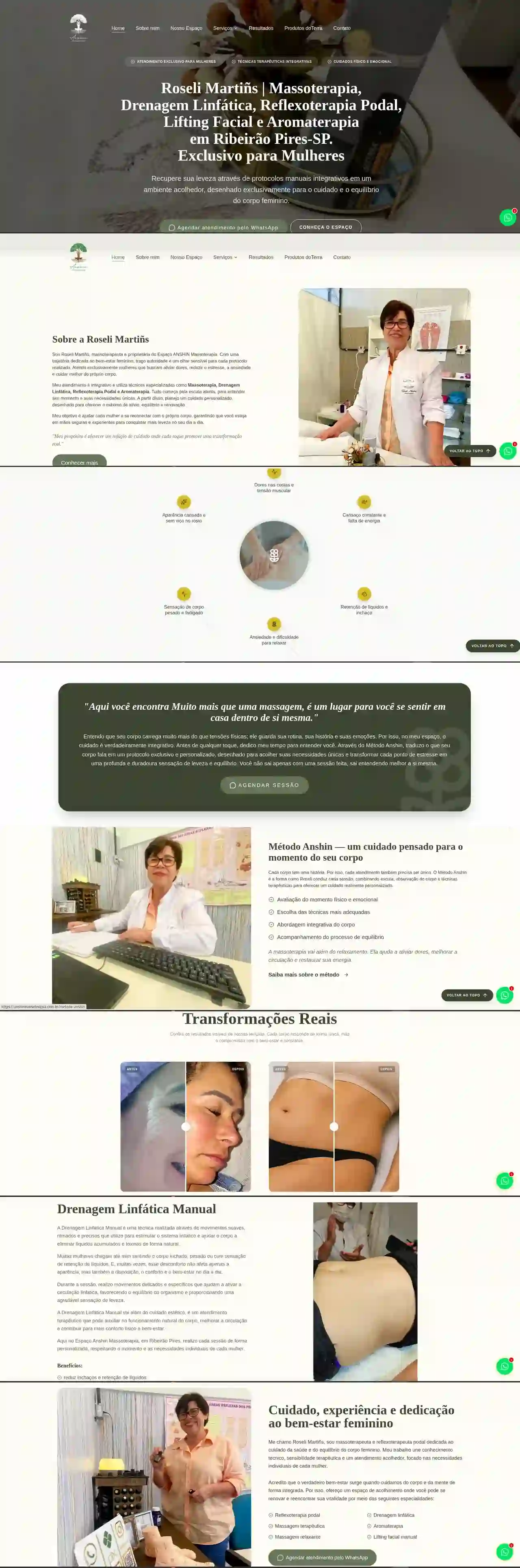 Site de Anshin Massoterapia criado pela Bydo Marketing
