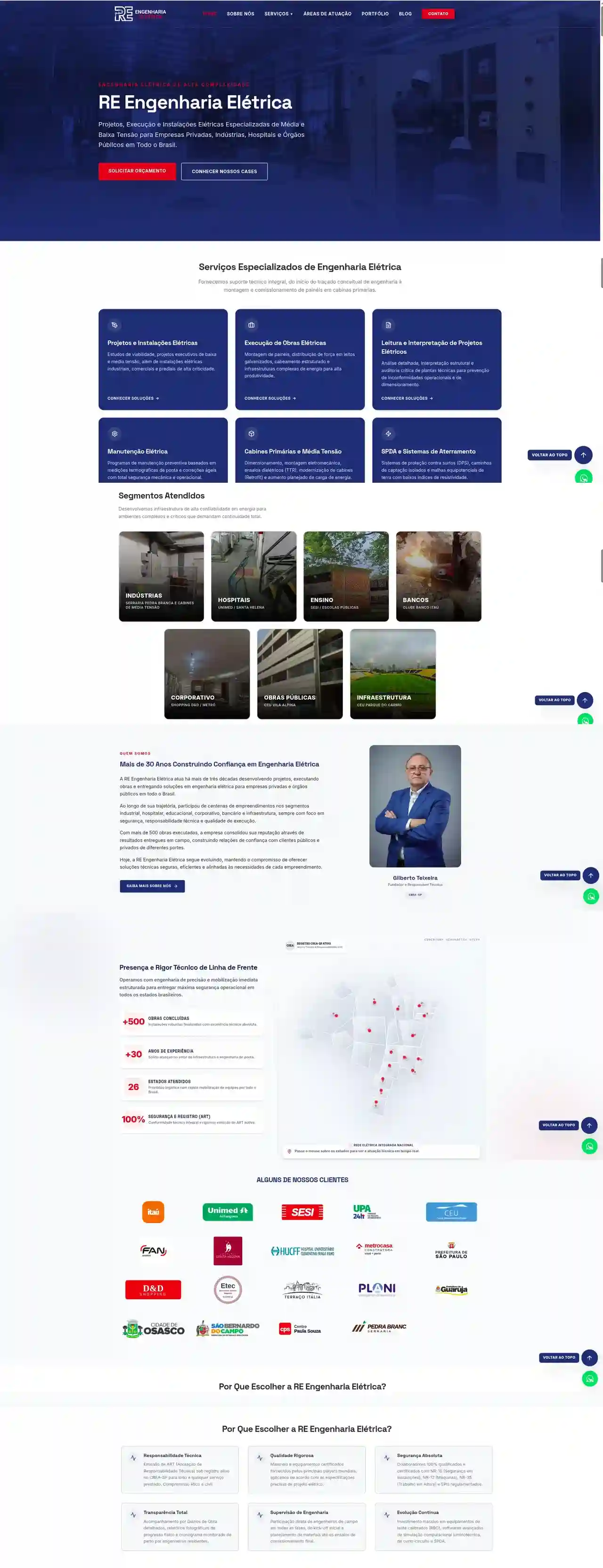 Site de RE Engenharia Elétrica criado pela Bydo Marketing